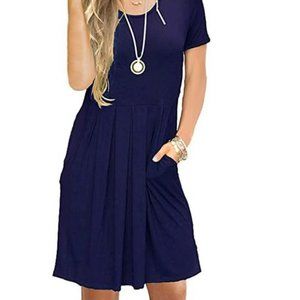 AUSELILY Short Sleeve Dress Size XL-Navy Blue